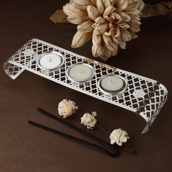 DECORATED THREE TEA LIGHT HOLDER