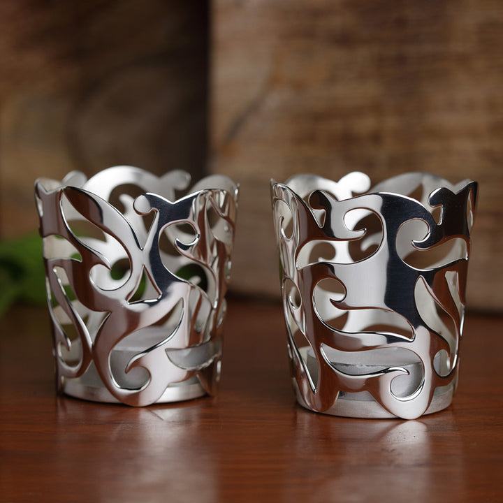 SILVER PLATED TEA LIGHT HOLDER (SET OF 2)