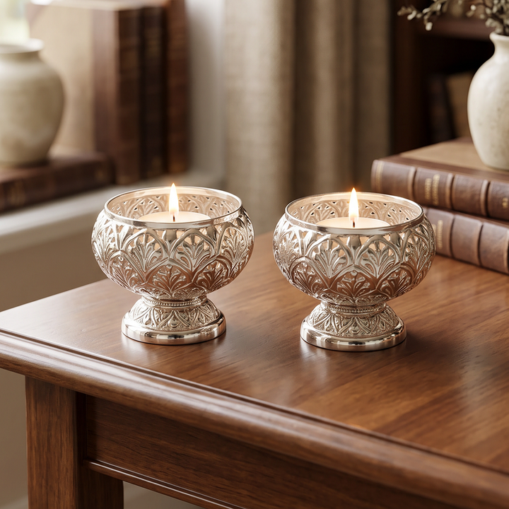 DECORATED TEA LIGHT HOLDER (SET OF 2)
