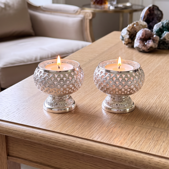 DECORATED TEA LIGHT HOLDER (SET OF 2)