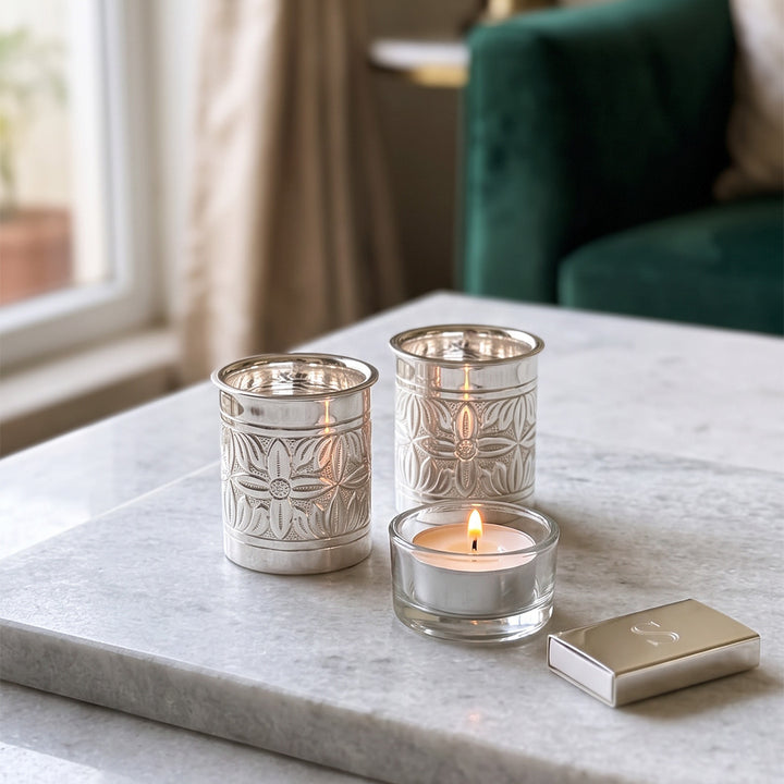 DECORATED TEA LIGHT HOLDER (SET OF 2)