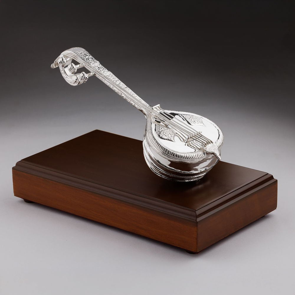 SILVER-PLATED SITAR MEMENTO