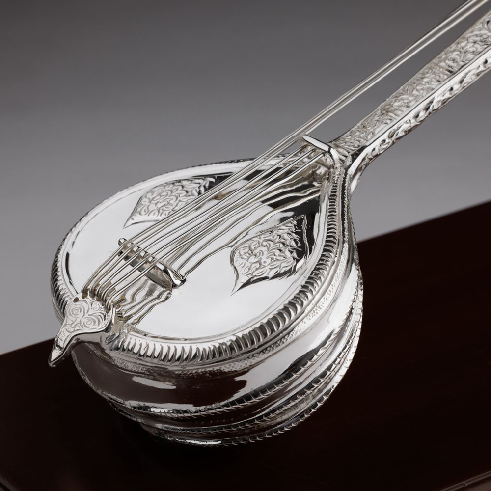 SILVER-PLATED SITAR MEMENTO