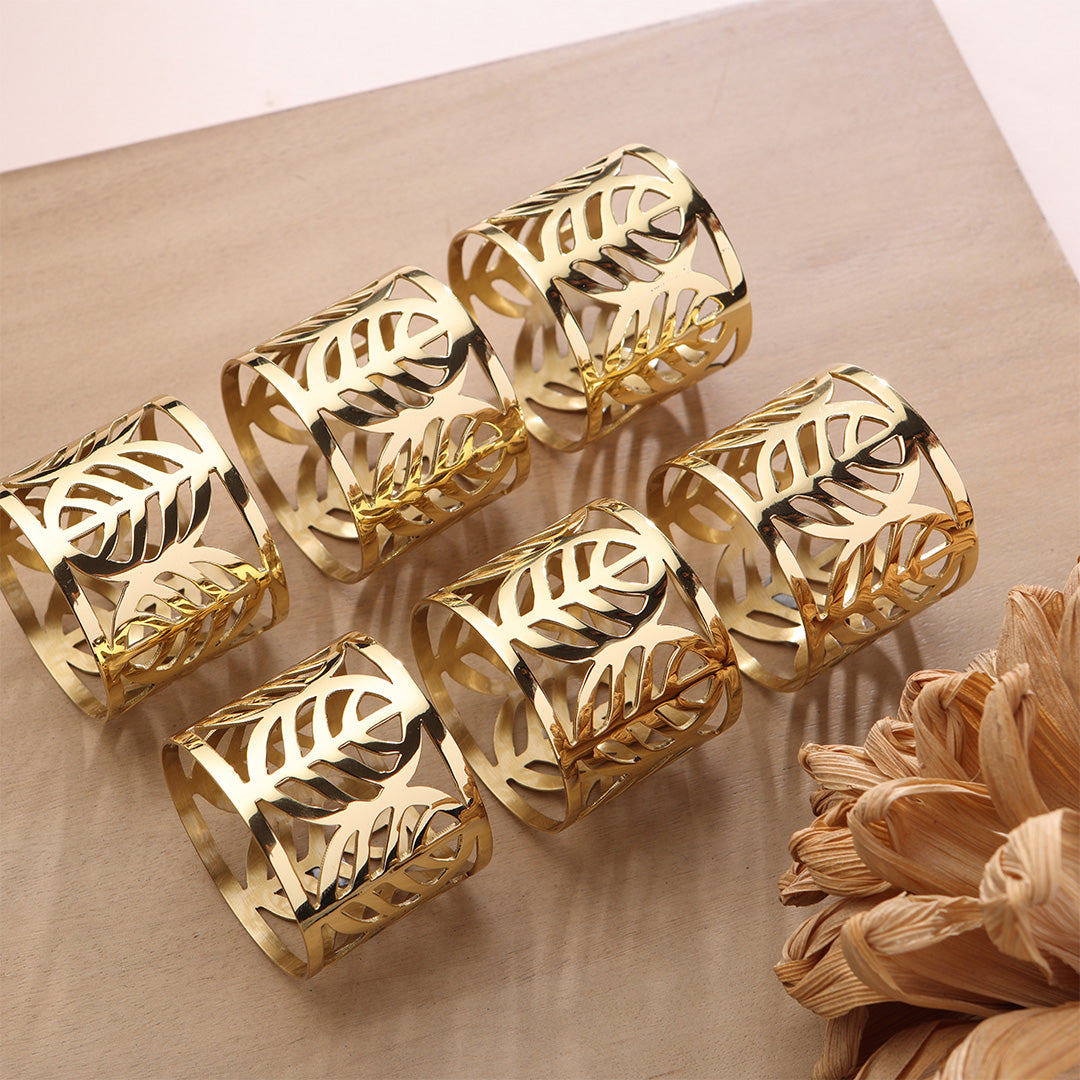 Leaf Motif Brass Napkin Ring