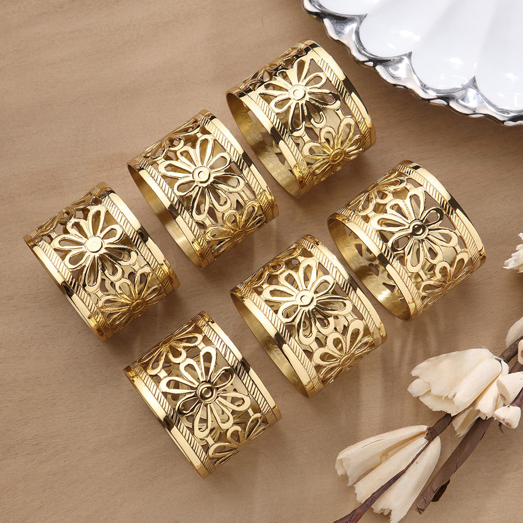 Floral Bloom Brass Napkin Holder
