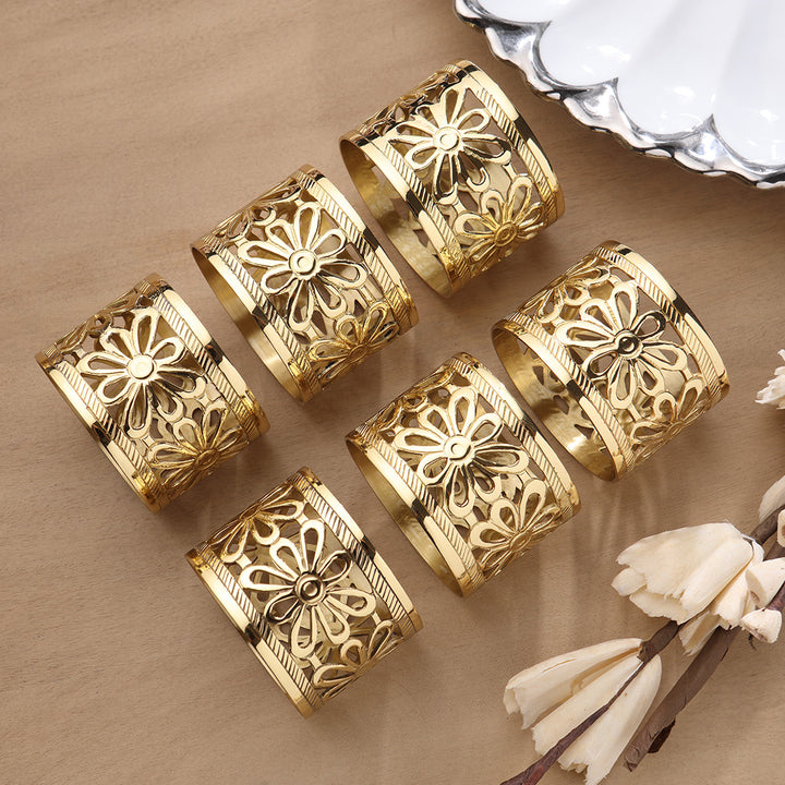 Floral Bloom Brass Napkin Holder