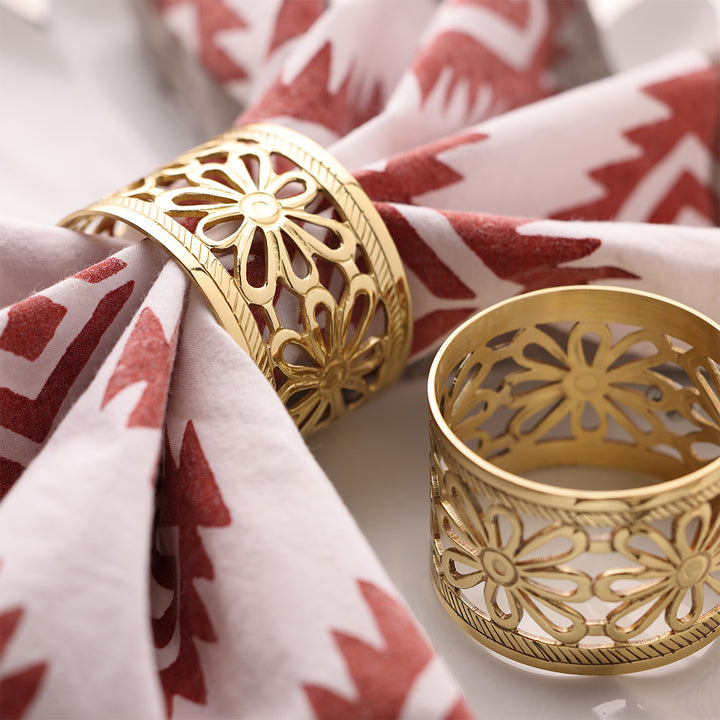 Floral Bloom Brass Napkin Holder