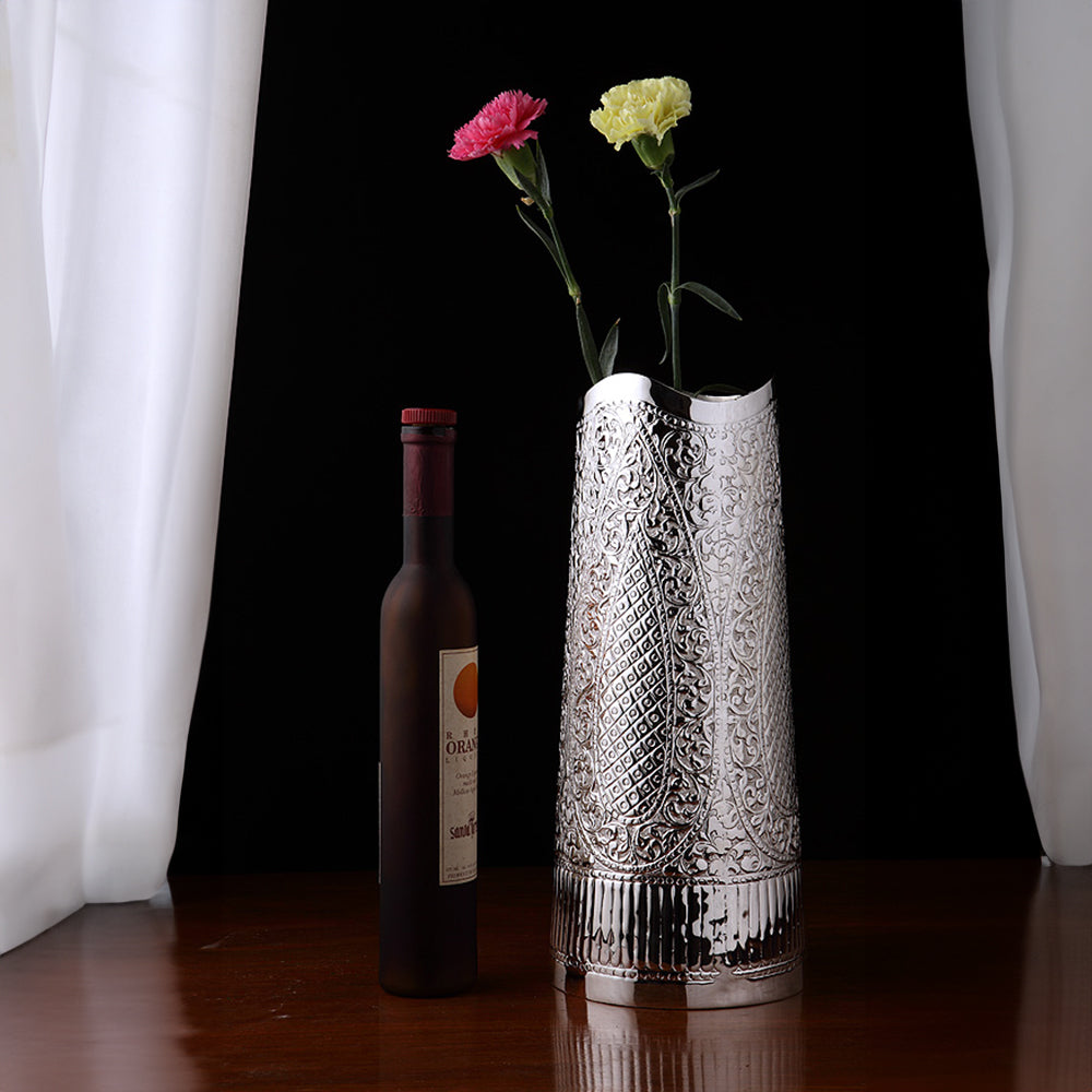 Vase Code Completely handcrafted, made in Brass, silver plated and lacquered ...