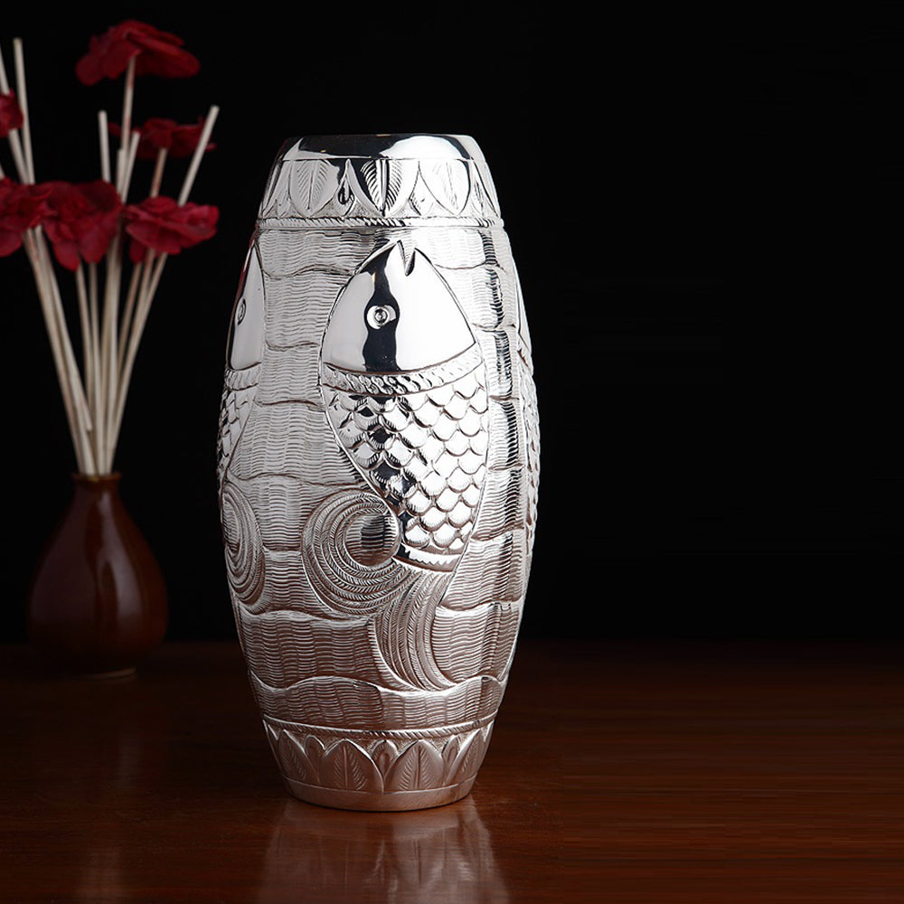 Vase Code Completely handcrafted, made in Brass, silver plated and lacquered ...