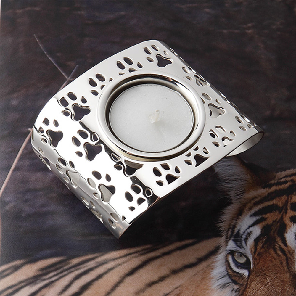 PUG MARKS - SILVER PLATED TEA LIGHT HOLDER CURVED