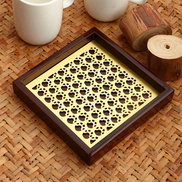 PUG MARKS WOODEN COASTER