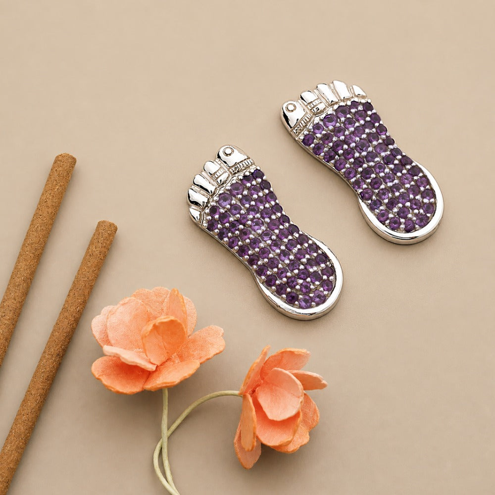 Laxmi Charans with Natural Amethyst